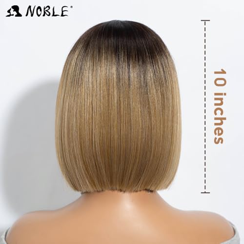 Short T Part HD Lace Front Bob Wig - Ombre Brown Blonde, 10 Inch