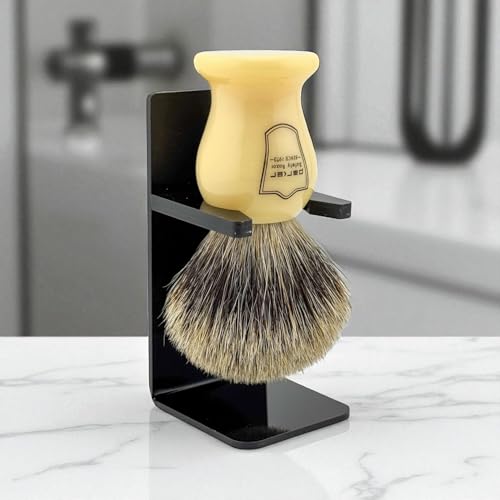 Premium Badger Shaving Brush with Faux Ivory Handle - 3-Band Pure Bristles