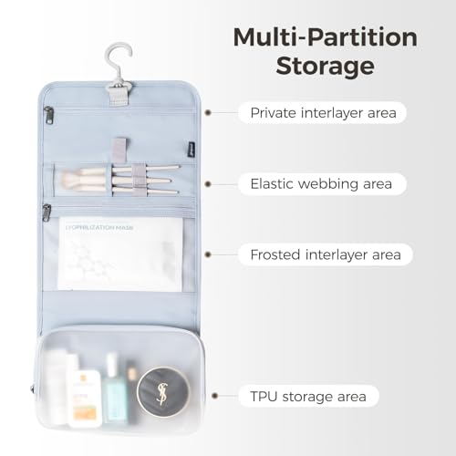 Travel Hanging Toiletry Bag - Compact Waterproof Organizer with Blue Variation