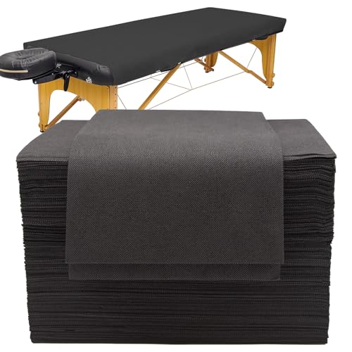 50 Count Disposable Massage Table Sheets, Disposable Bed Sheets fot Massage Table, Disposable Bed Covers for Lash Bed, Tattoo, Spa, Esthetician, 31 * 71 inches (Black)
