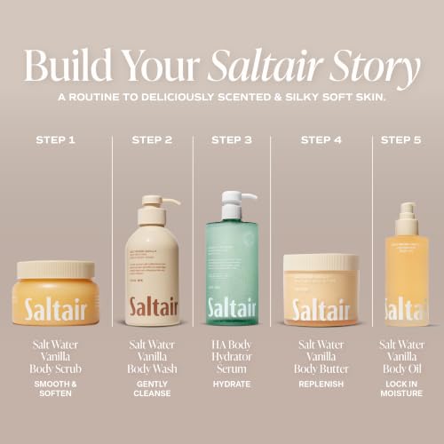 Saltair Vanilla Salt Water Body Scrub - Gentle Exfoliating Polish, Vegan & Cruelty-Free, 1 Count