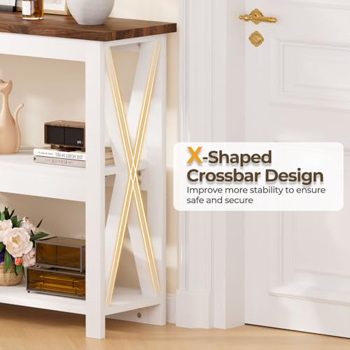 Vilaxing 3-Tier Wood Entryway Table 41.3" Console Shelf White
