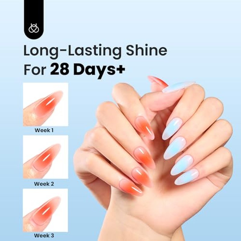 Beetles Gel Top Coat and Base Coat Set - 2Pcs 15ml Super Shiny and Long Lasting for Gel Nail Polish Soak Off LED Nail Lamp Fall Halloween Nail Art Design