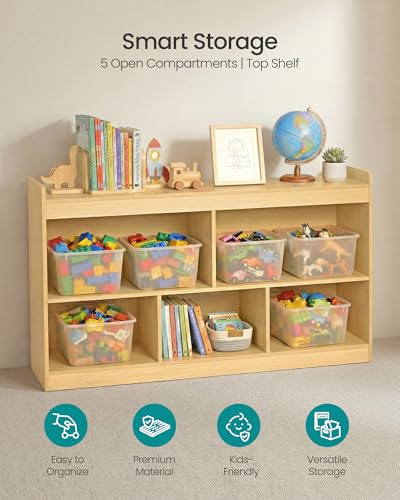 Kids Toy Storage Shelf Beech Beige - Montessori 5 Compartments