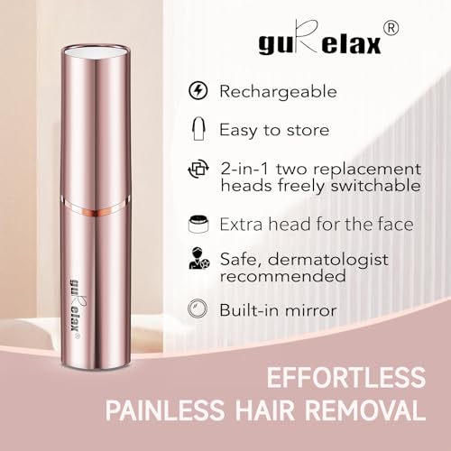 Gurelax Rose Gold 2-in-1 Electric Eyebrow & Facial Hair Trimmer with 3 Replacement Heads