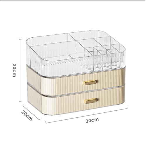 Makeup Organizer for Vanity, Stackable Cosmetics Organizer with Drawers, Countertop Storage for Makeup Palettes, Skincare, Beauty Supplies, Great for Vanity, Bathroom, Cabinet, Dresser Desk. Cream