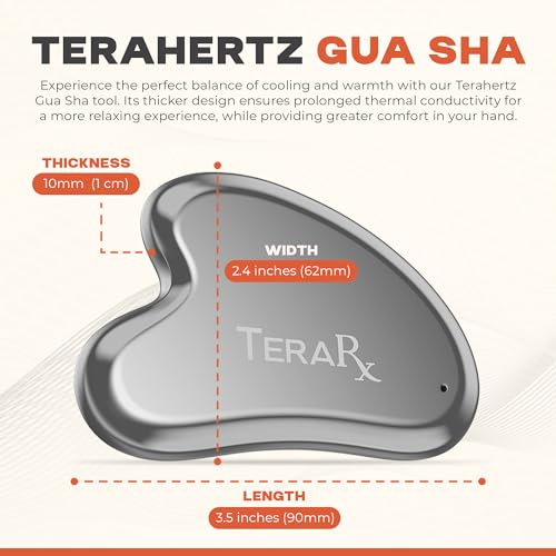 Facial Gua Sha Tool - TeraRX Terahertz Heart-Shaped Stone for Lymphatic Drainage & Skin Rejuvenation - Facial Gua Sha