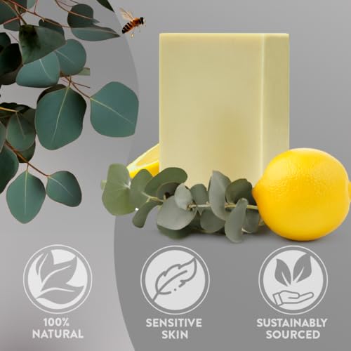 Eucalyptus Lemon Tallow Soap Bar - Grass Fed Beef Tallow for Sensitive Skin - 3 Pack