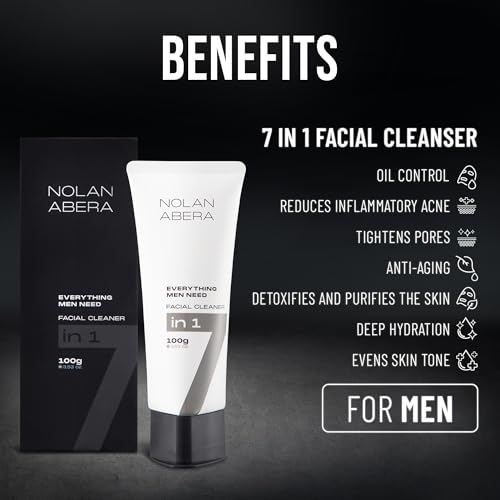 ABERA Nolan Daily Facial Cleanser for Men - 3 Pack + Gift, Oil Control & Pore Purifying, Niacinamide + Zincsebum, Gentle Face Wash 3.53 oz