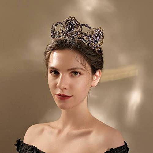 Purple Bridal Tiara Crown with Rhinestones for Wedding and Prom
