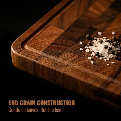 Walnut Wood Cutting Board - 20 x 16 Inches End Grain Kitchen Chopping Block - Heavy Duty