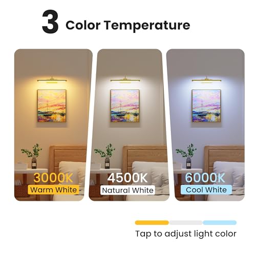 Brass 16-Inch Rechargeable Picture Light - Wireless Art Display Lighting with Remote