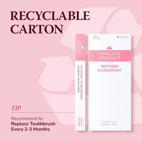 Milky Pink Himalayan Pink Salt Natural Toothbrush Set - 4 Count