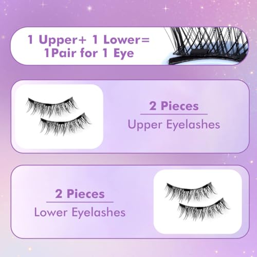 Hunnyfit Magnetic Lashes,Magnetic Eyelashes with Applicator, Magnet Eyelashes Natural Look,Reusable Magnet Lashes No Glue Needed Soft Lashes Kit(Natural+Natural)
