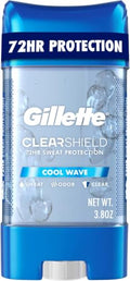 Gillette Men’s Clear Gel Deodorant - Cool Wave, 72-Hour Sweat & Odor Protection, Pack of 12
