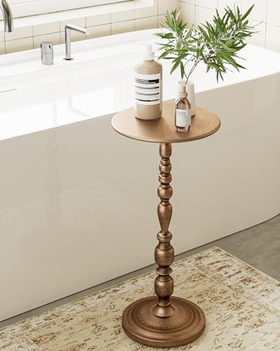 25-Inch Art Deco Bronze Side Table - Vintage Metal Accent End Table