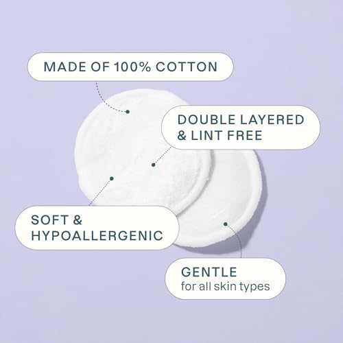Cliganic Organic Cotton Rounds (300 Count) Makeup Remover Pads, Hypoallergenic, Lint-Free | 100% Pure Cotton (Packaging May Vary)