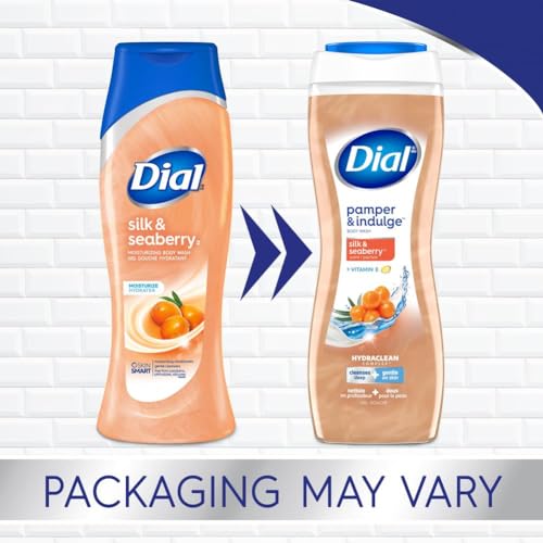Dial Body Wash Pack of 4 - Silk & Seaberry Hydrating Shower Gel, 21 fl oz