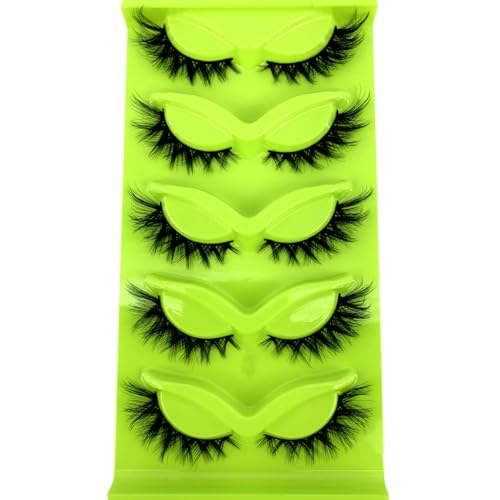 HBZGTLAD New 3D Cat-Eye Mink Eyelashes Curled Winged Natural Realistic Messy End Eye Elongated Thick False Eyelashes Soft Fake Eyelashes (MF-6)