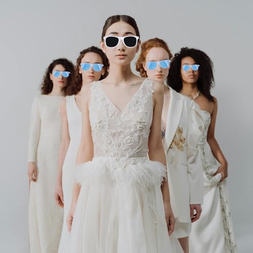 White & Dusty Blue Headband 32pcs - Bridesmaid Scrunchies, Hair Clips & Sunglasses Set for Wedding & Bachelorette Favors