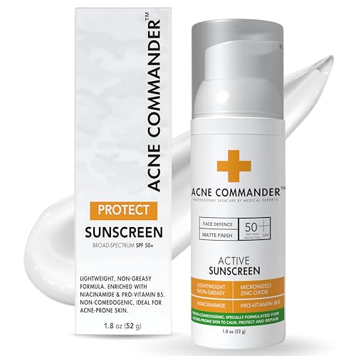 Acne Commander Mineral SPF 50 Face Sunscreen - Non-Comedogenic, Fragrance-Free, Broad Spectrum, Lightweight, 52g