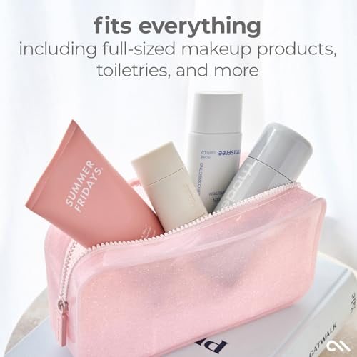 Waterproof Jelly Makeup Bag - Ballet Pink Twinkle Travel Cosmetic Pouch