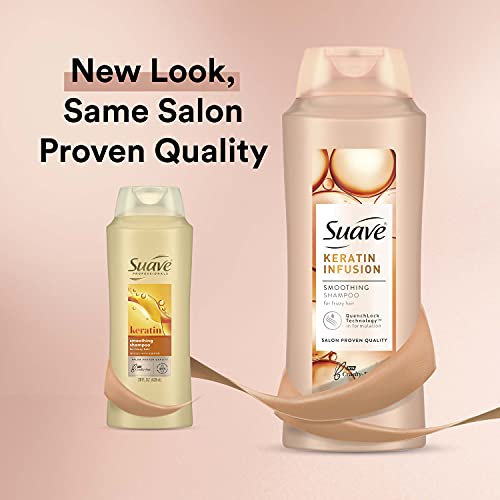 Suave Professionals Smoothing Shampoo For Dry Hair Keratin Infusion Hair Shampoo with 48-hour Frizz Control 28 oz, Pack of 4