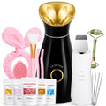 Colorfarm Facial Steamer Spa Kit with 17 Skin Care Tools - Black & Gold