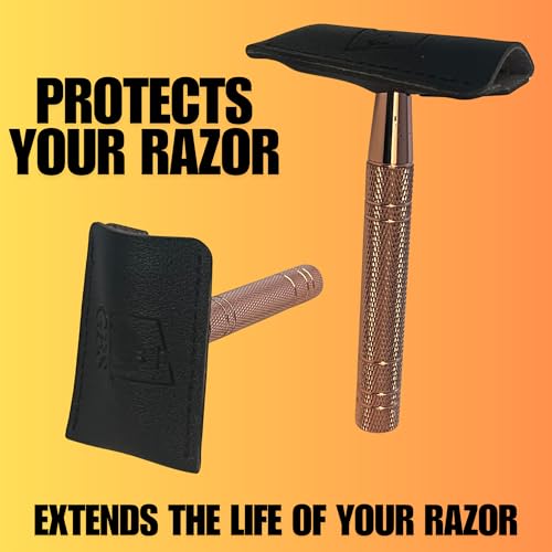 GENTS Double Edge Safety Razor Blades - 80 Premium Platinum Coated Blades + Styptic Powder & Leather Case - Men¡¯s Wet Shaving Kit