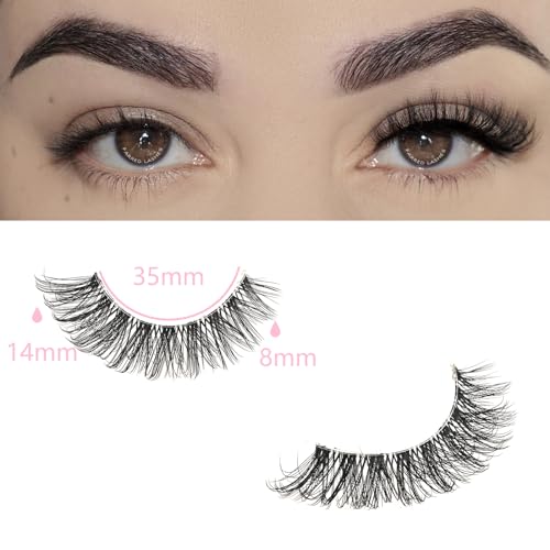 FARRED Cat Eye Lashes Natural Eyelashes Short Wispy Lash Strips Volume Cateye False Eyelash Medium Length Fake Lashes Natural Looking Hybrid Clusters Full Demi Wispies Strip Pesta?as (A1 | 8-14MM)
