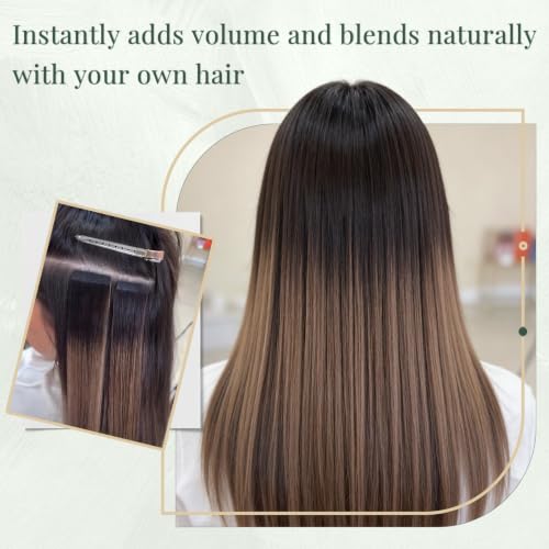 Ugeat 24 Inch Tape-In Hair Extensions Human Hair Black 50G 20pcs - Variation 1.#1 / 24in