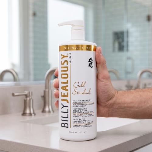 Billy Jealousy Gold Standard 4-in-1 All Over Wash - 33.8 Fl Oz - Hand, Body, Face & Hair Cleansing for Sensitive Skin