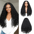Black Afro Curly V Part Wig 24 Inch Synthetic Braided Hair for Natural Black Women Variation of THIS listing
