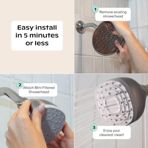 Canopy Mini Chrome Filtered Shower Head for Hard Water - Compact & Easy Install