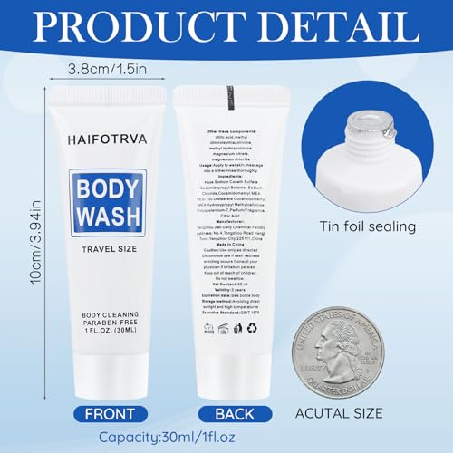 Travel Size Body Wash Bulk Pack of 100,Individually Wrapped Small Size Hotel Body Wash Supplies 30ml/1 fl oz Portable Shower Gel Toiletries Amenities Bulk for Guests,Travel,Homeless,Charity