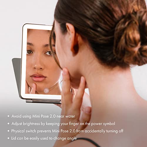 Travel LED Makeup Mirror with Lights & Magnification - Dimmable Compact Vanity Mirror