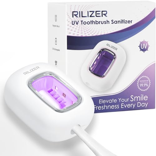 White UV Toothbrush Sanitizer Cover with Magnetic Wall Mount - Travel Friendly