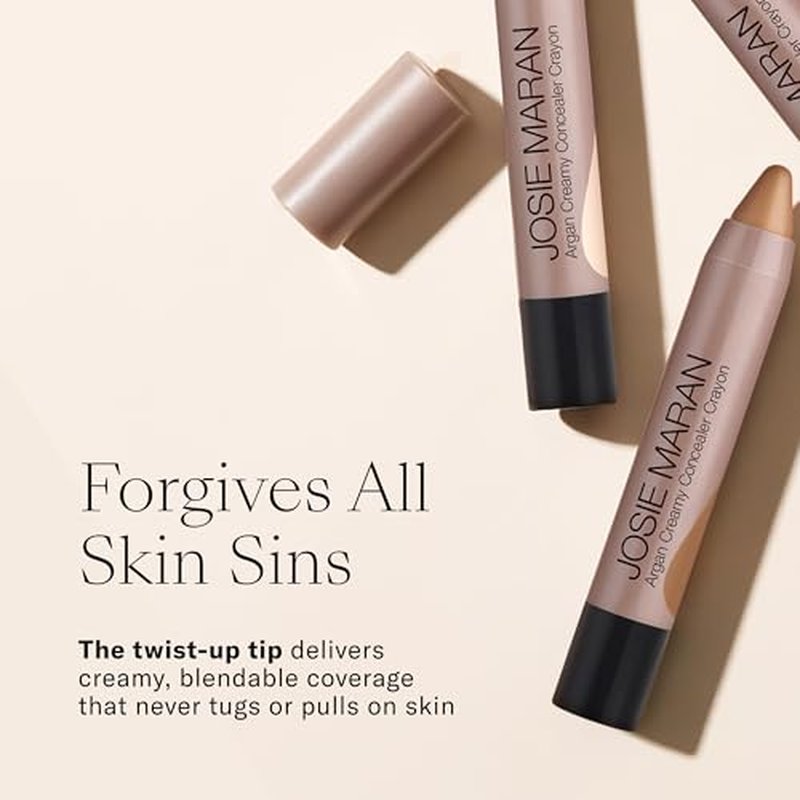 Josie Maran Argan Cream Concealer Crayon - Blemish & Under Eye Concealer Stick - Hydrating Luminous Finish with Buildable Coverage - Non-Comedogenic, Creaseless & Non-Cakey Formula - Dark 1 (0.1 oz)