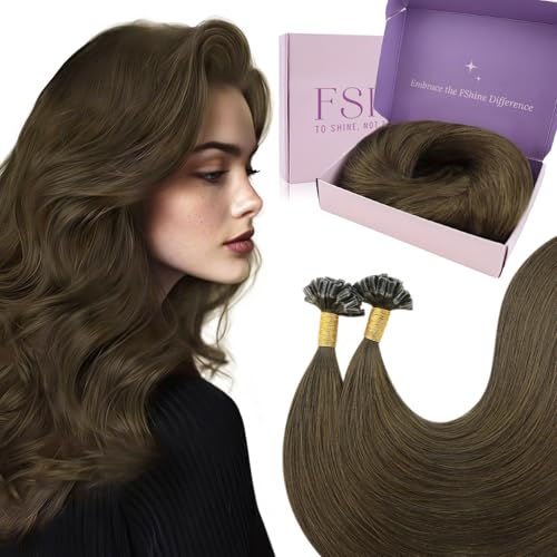 Fshine U Tip Fusion Hair Extensions 14 Inch, 50g Dark Brown, 100 Strands, Variation 6.#2