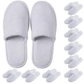 White House Slippers for Guests - 10 Pairs Plush Disposable Non-Slip Sole