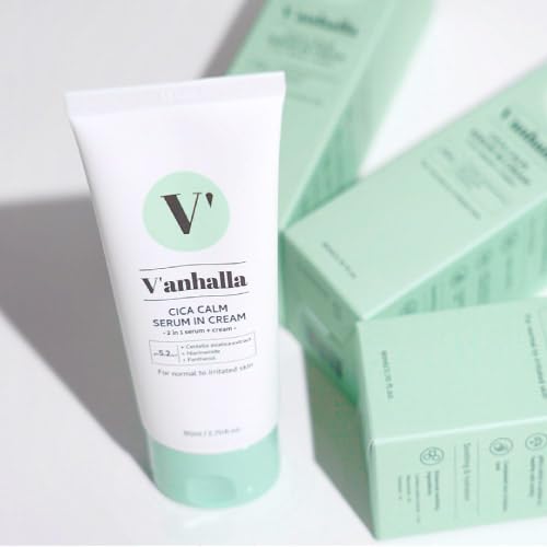 V¡¯anhalla Cica Calm Serum In Cream 2.70 fl.oz. | Vegan, Calming, Refreshing hydrating, pH balancing. Daily facial moisturizer with Centella asiatica extract 7.5%, Niacinamide 2%, Panthenol 1%