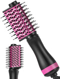 4-in-1 Travel Hair Dryer Brush for Short to Medium Hair - Black & Pink