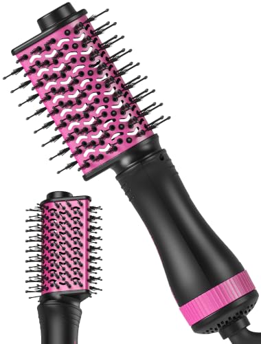 4-in-1 Travel Hair Dryer Brush for Short to Medium Hair - Black & Pink