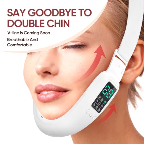 Intelligent Electric Double Chin and V-Shaped Face Machine with 8 Modes & 15 Adjustable Intensities - Women's V-Face Device - White
