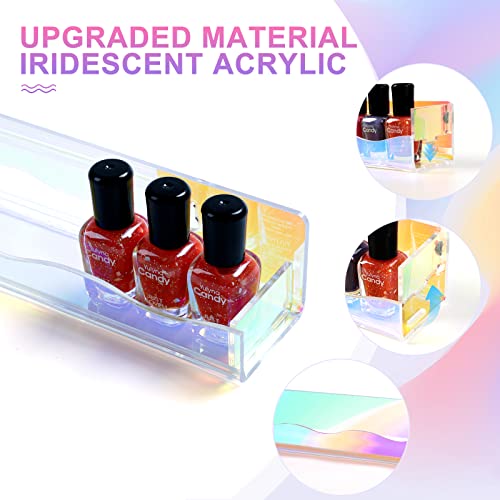 Rainbow Iridescent Wall Shelves for Nail Polish & Makeup - 6 Pack