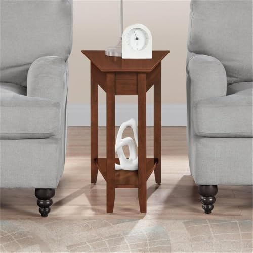 American Heritage Wedge End Table - Narrow Accent Side Table with Shelf, Espresso Finish