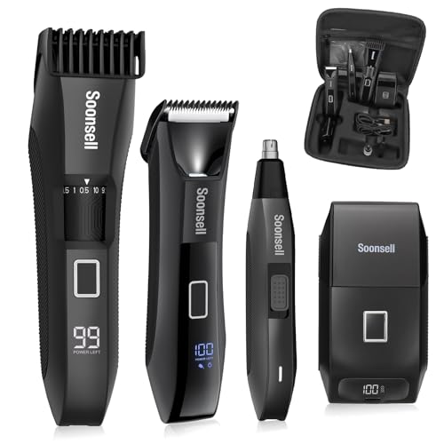 Men's 4-in-1 Grooming Kit Beard Trimmer Nose Ear Hair Clipper Waterproof