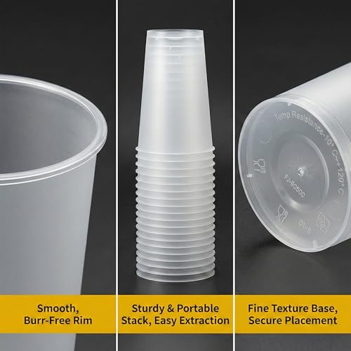 16 oz Frosted Plastic Cups Bulk Pack of 500 - 90mm for Boba Tea & Coffee
