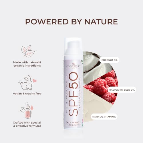 Natural SPF 50 Sunscreen Lotion for Face & Body - Mineral, Hydrating, UVA/UVB Protection