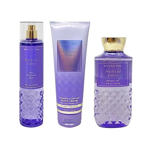 Bath & Body Works Fresh Cut Lilacs 3 Piece Bundle - Fragrance Mist - Body Cream - Shower Gel - Full Size